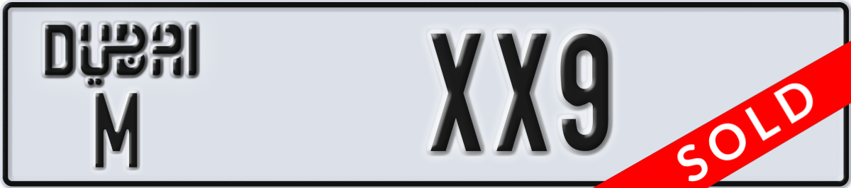 dubai License Plate Number XX9 Code M