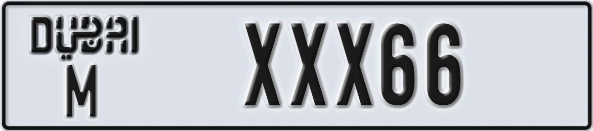 dubai License Plate Number XXX66 Code M