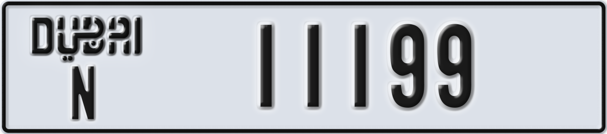 dubai License Plate Number 11199 Code N