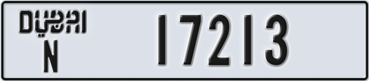dubai License Plate Number 17213 Code N