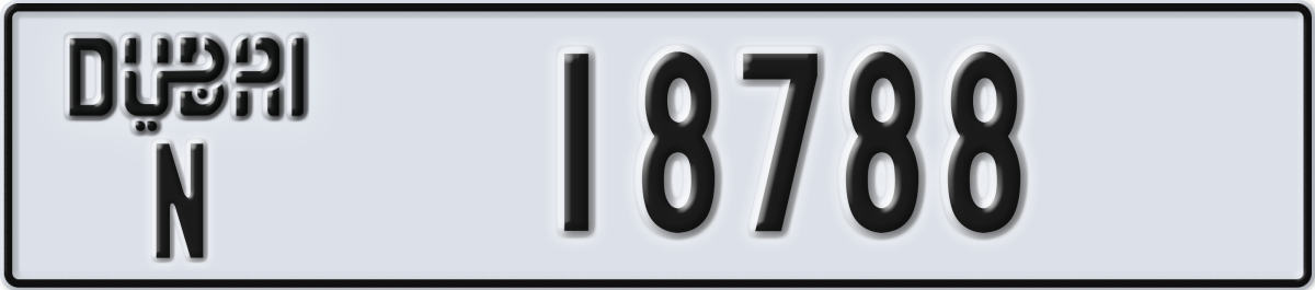 dubai License Plate Number 18788 Code N