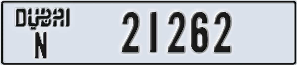 dubai License Plate Number 21262 Code N