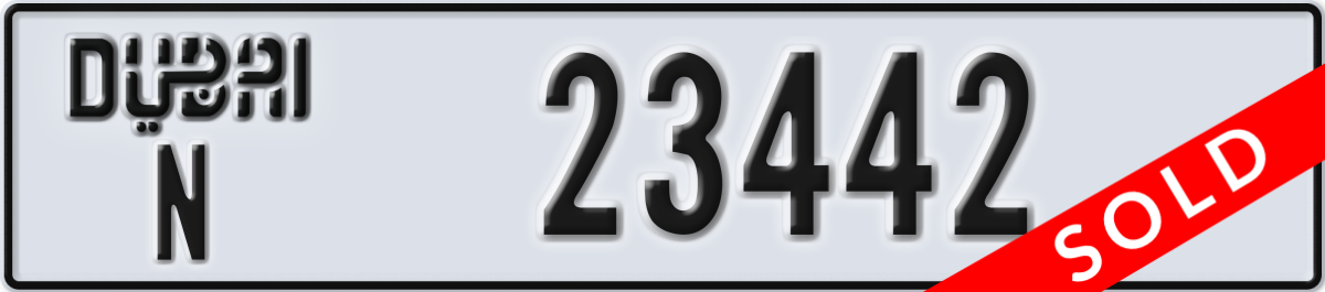 dubai License Plate Number 23442 Code N