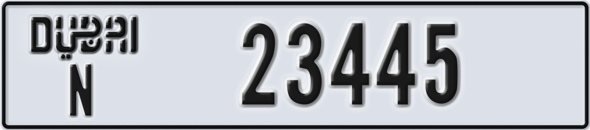 dubai License Plate Number 23445 Code N