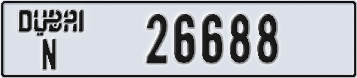 dubai License Plate Number 26688 Code N