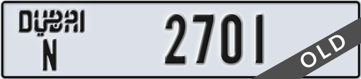 dubai License Plate Number 2701 Code N