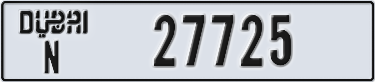 dubai License Plate Number 27725 Code N