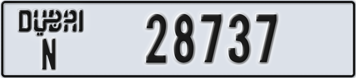 dubai License Plate Number 28737 Code N
