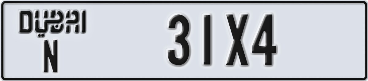 dubai License Plate Number 31X4 Code N
