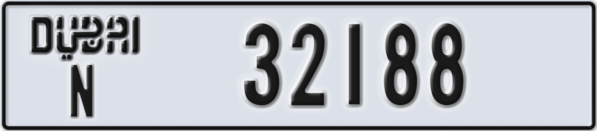dubai License Plate Number 32188 Code N