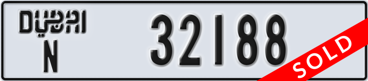 dubai License Plate Number 32188 Code N