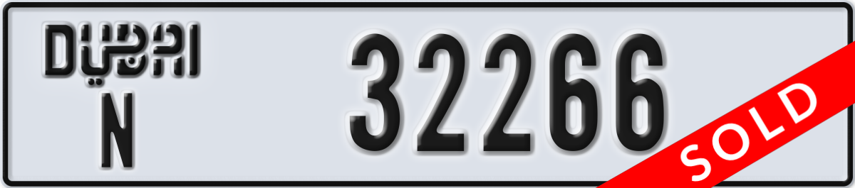 dubai License Plate Number 32266 Code N
