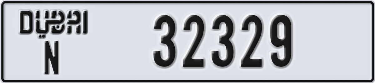 dubai License Plate Number 32329 Code N