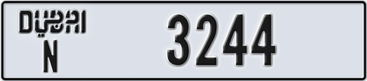 dubai License Plate Number 3244 Code N