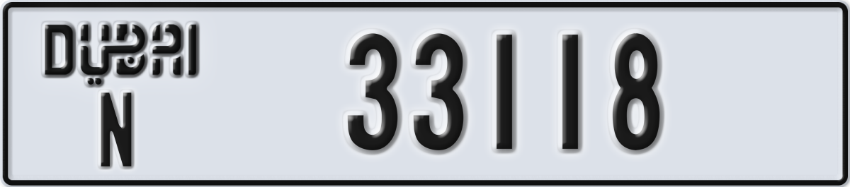 dubai License Plate Number 33118 Code N