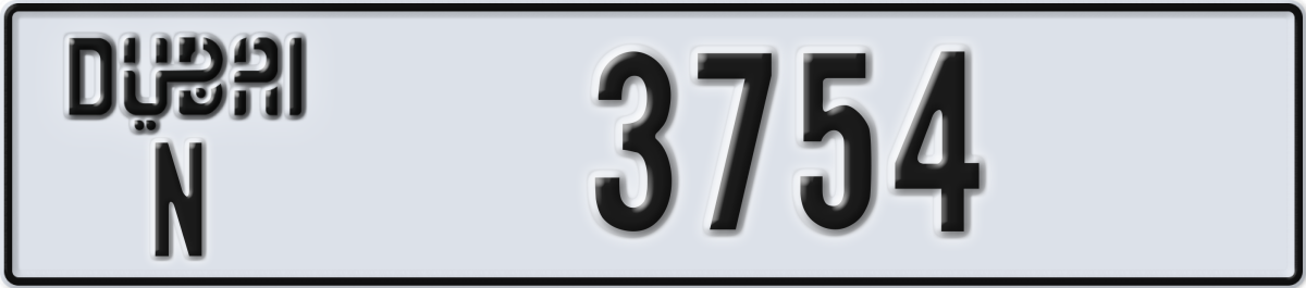 dubai License Plate Number 3754 Code N