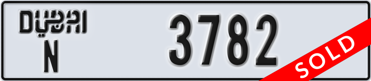 dubai License Plate Number 3782 Code N
