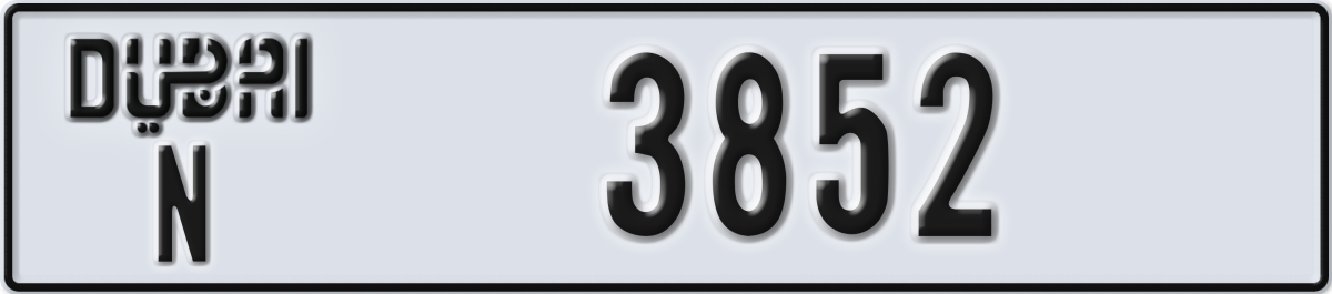 dubai License Plate Number 3852 Code N