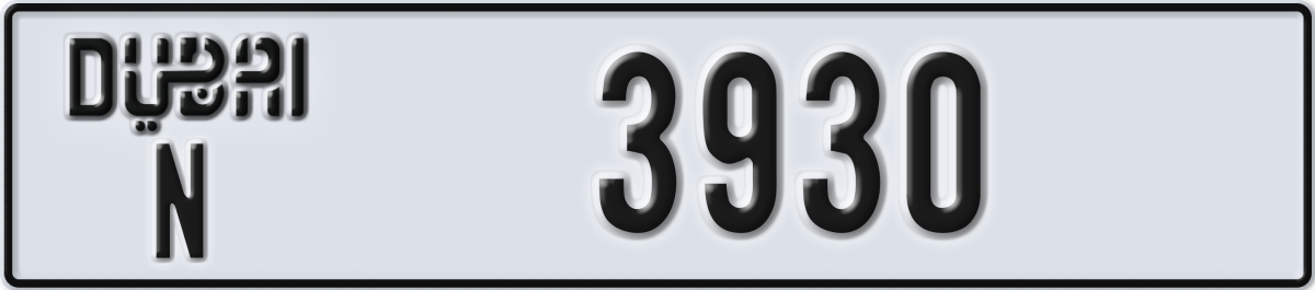 dubai License Plate Number 3930 Code N