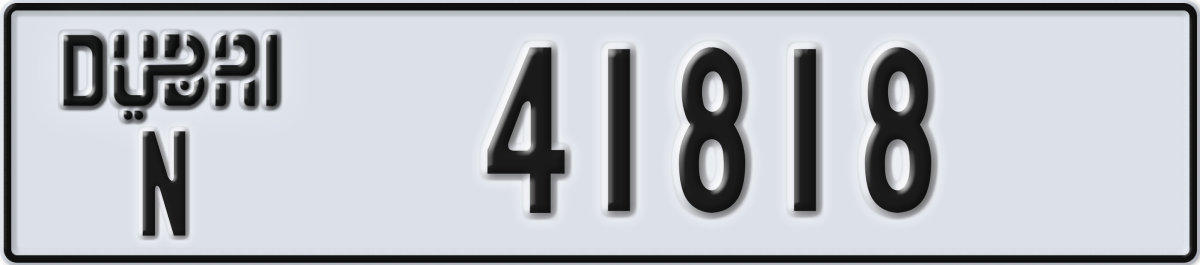dubai License Plate Number 41818 Code N