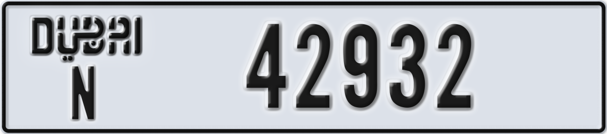 dubai License Plate Number 42932 Code N