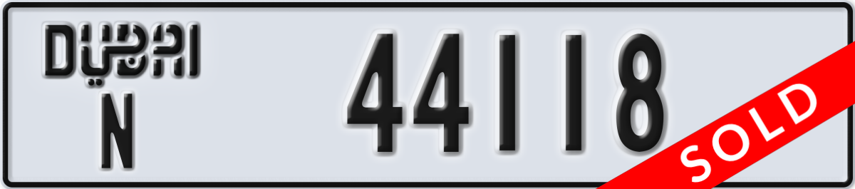 dubai License Plate Number 44118 Code N