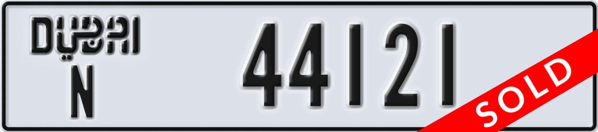 dubai License Plate Number 44121 Code N