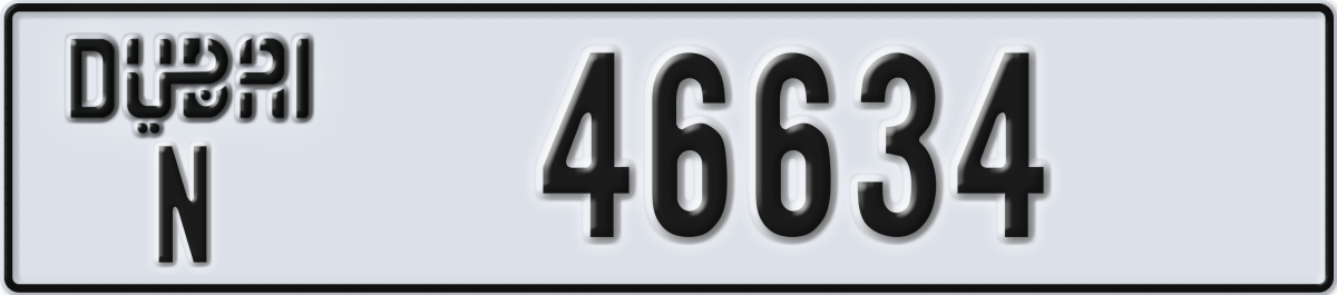 dubai License Plate Number 46634 Code N