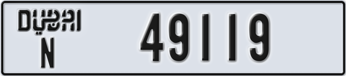 dubai License Plate Number 49119 Code N