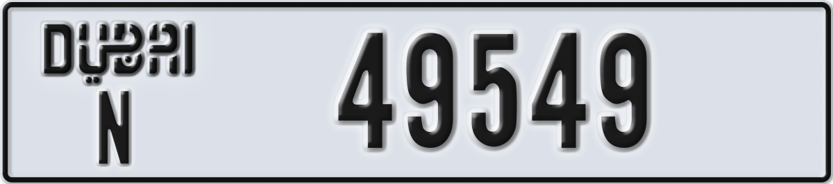 dubai License Plate Number 49549 Code N