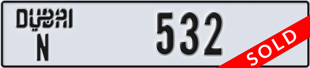 dubai License Plate Number 532 Code N