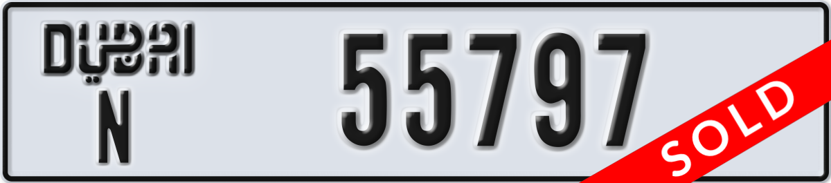 dubai License Plate Number 55797 Code N