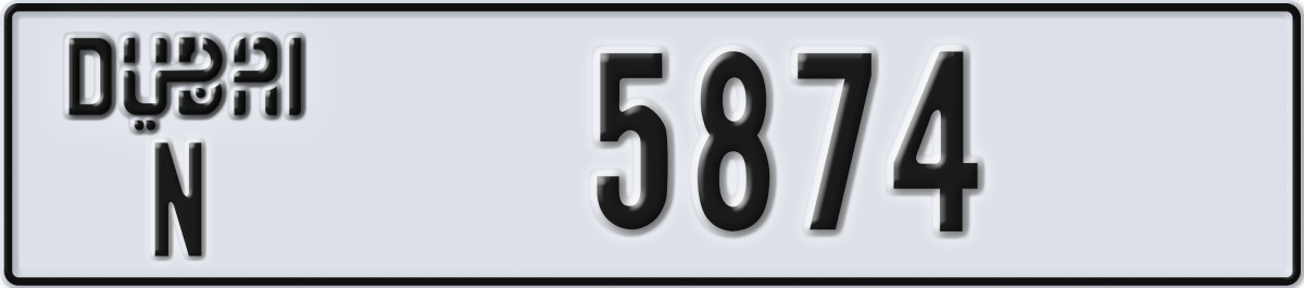 dubai License Plate Number 5874 Code N