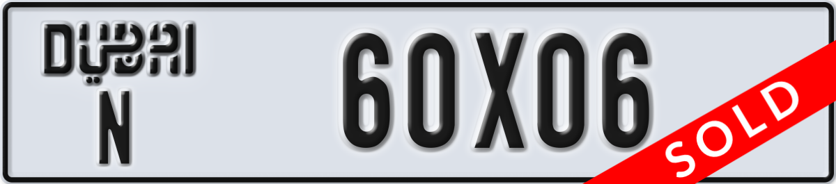 dubai License Plate Number 60X06 Code N