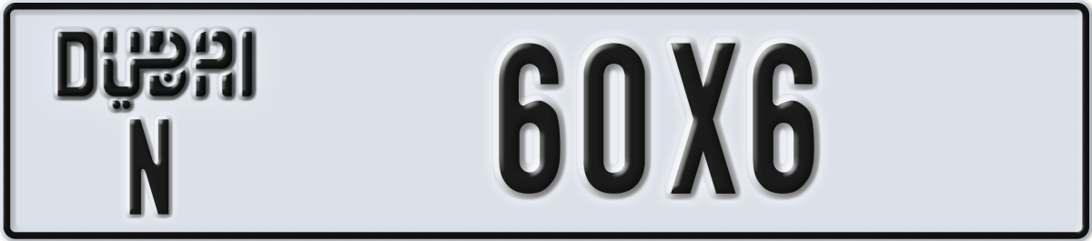 dubai License Plate Number 60X6 Code N