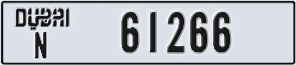 dubai License Plate Number 61266 Code N