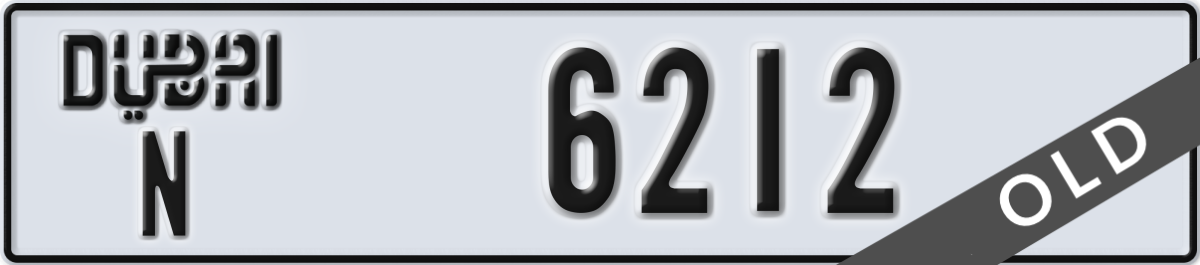 dubai License Plate Number 6212 Code N