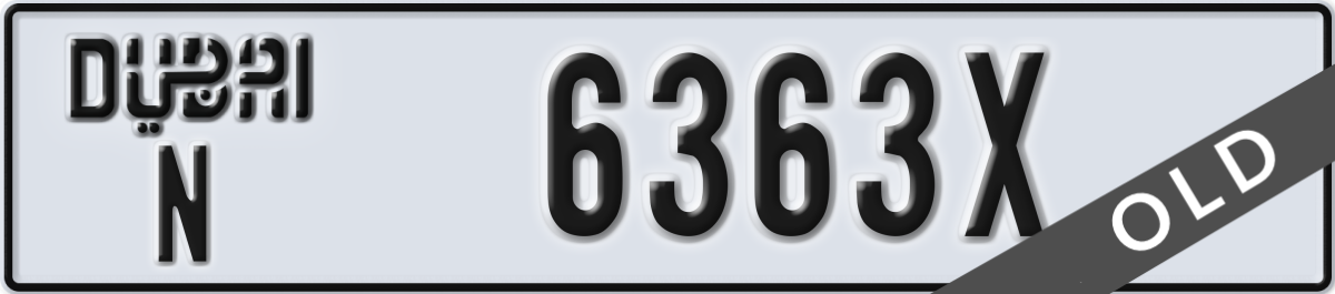 dubai License Plate Number 6363X Code N