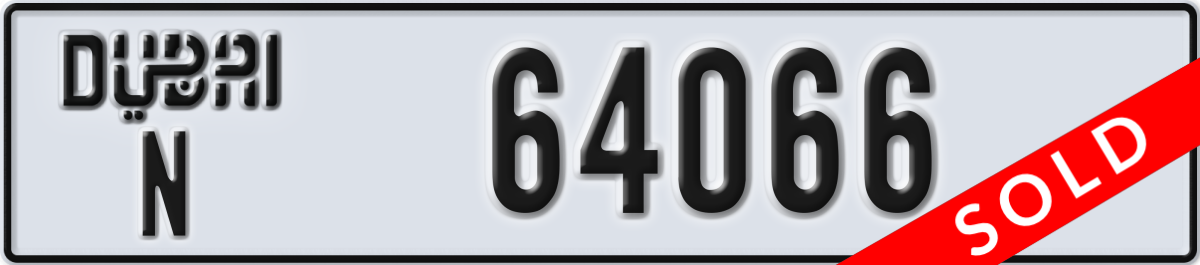 dubai License Plate Number 64066 Code N