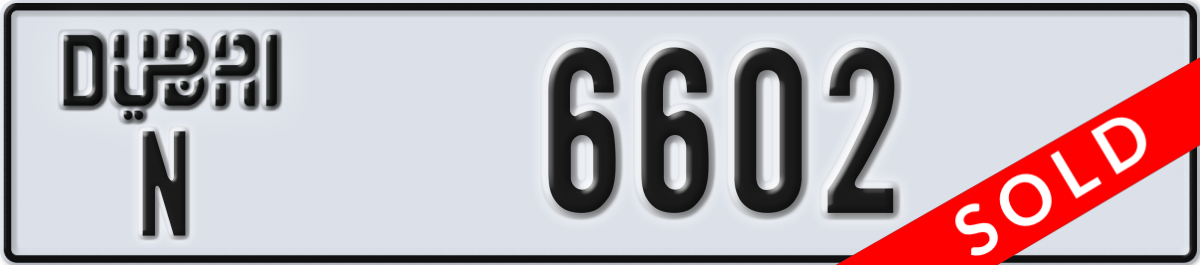 dubai License Plate Number 6602 Code N
