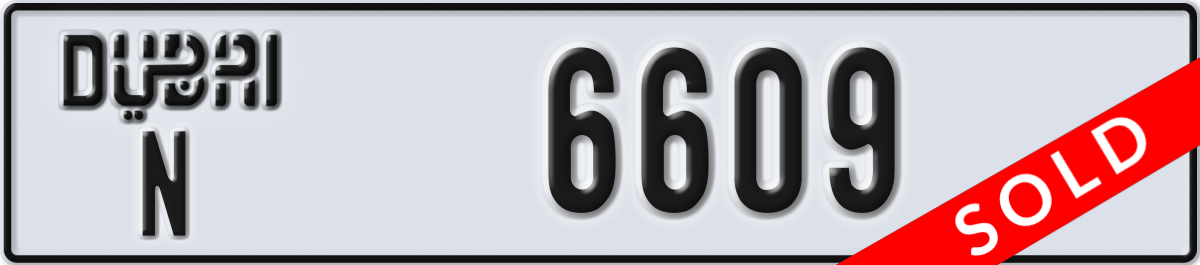 dubai License Plate Number 6609 Code N