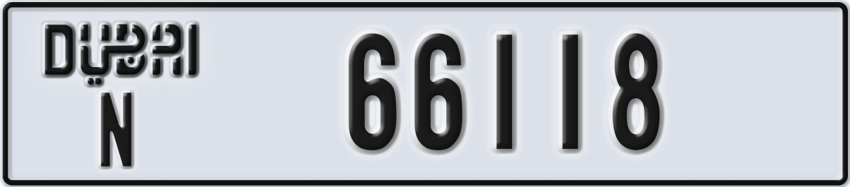 dubai License Plate Number 66118 Code N