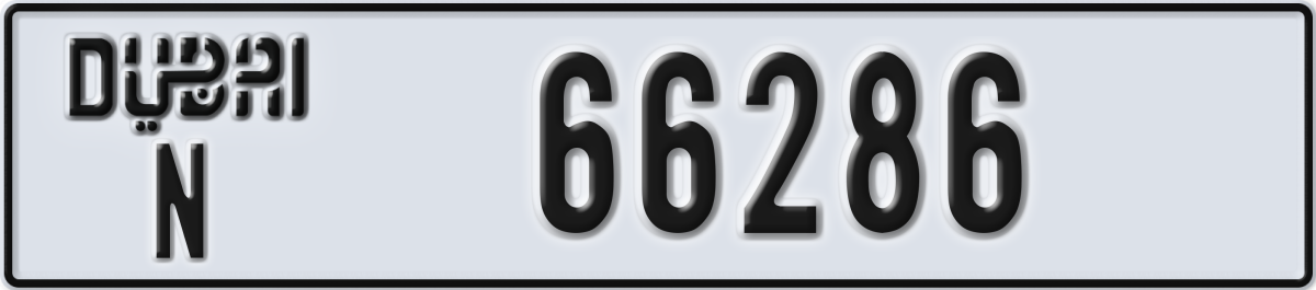 dubai License Plate Number 66286 Code N