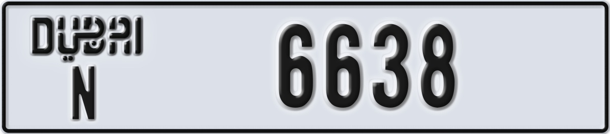 dubai License Plate Number 6638 Code N