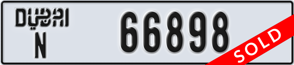 dubai License Plate Number 66898 Code N