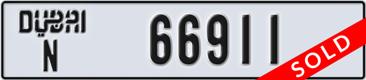 dubai License Plate Number 66911 Code N