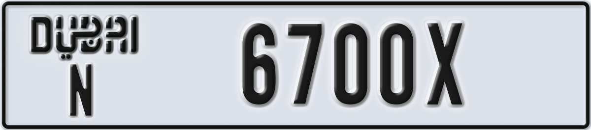 dubai License Plate Number 6700X Code N