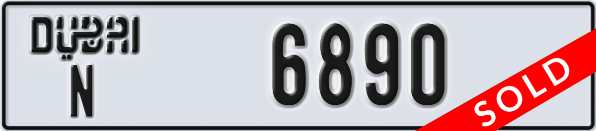 dubai License Plate Number 6890 Code N