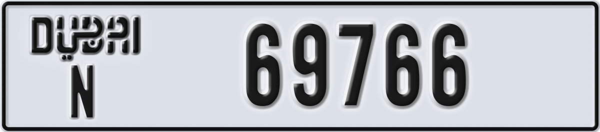 dubai License Plate Number 69766 Code N