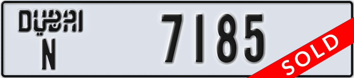 dubai License Plate Number 7185 Code N
